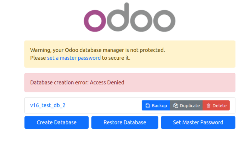 Set Master Password in Odoo-12