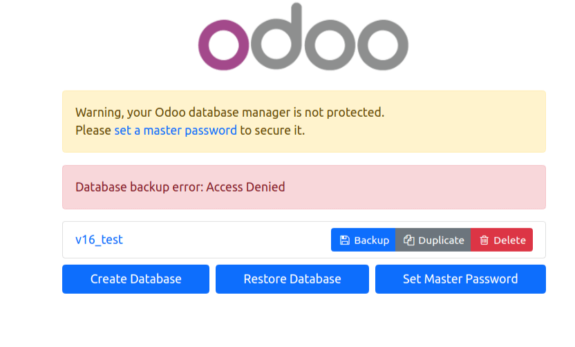 Set Master Password in Odoo-6