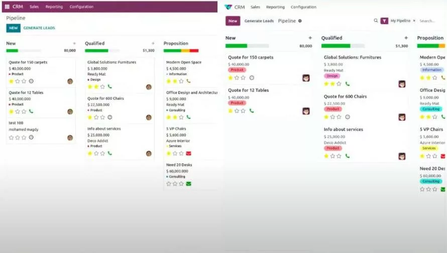 Odoo 16 vs Odoo 17 Kanban View